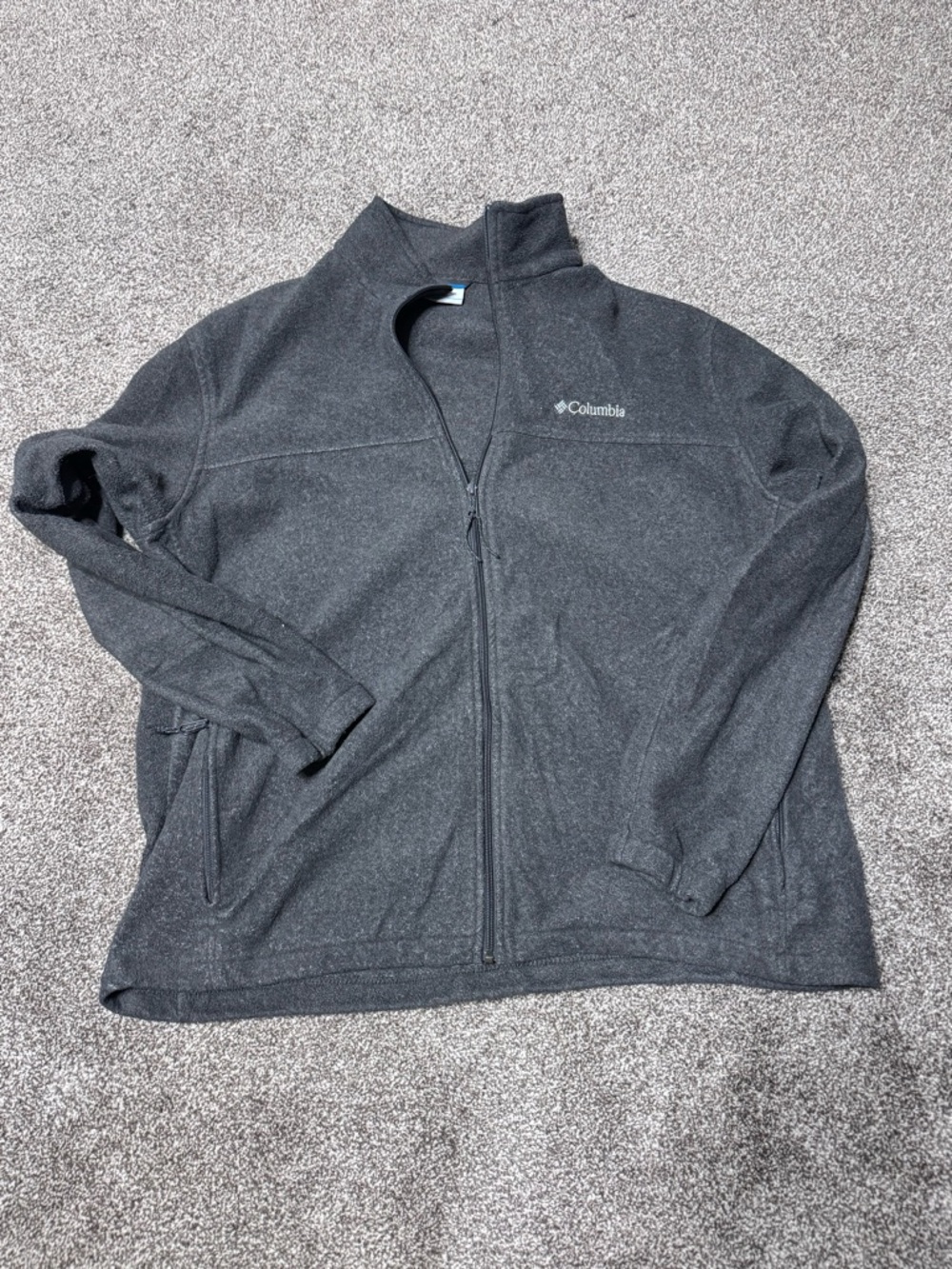 Columbia Dark Gray Fleece Jacket with Blue Trim